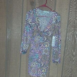 Almost Famous Lavender Floral Long-Sleeve Midi Dress